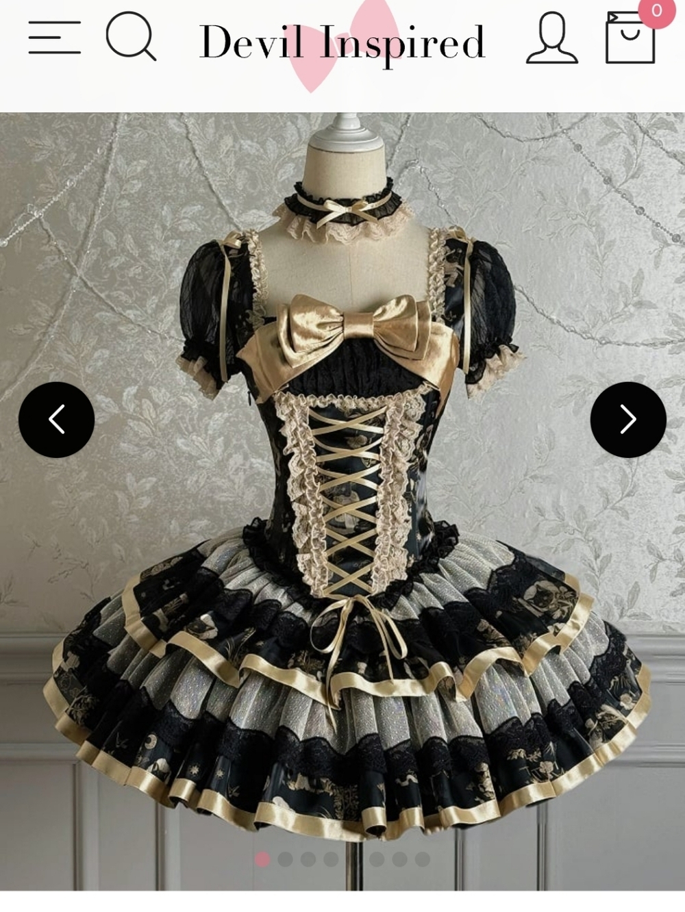 Devil Inspired Black & Gold Gothic Lolita Dress with Bow